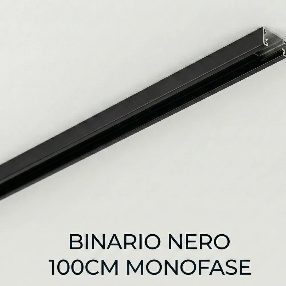Illuminazione A Binario-Selezionato da Mazzolaluce Binario nero monofase 1mt con alimentazione laterale