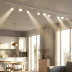 Illuminazione A Binario-Selezionato da Mazzolaluce Binario trifase 294cm bianco con faretti gu10 gx53 orientabili