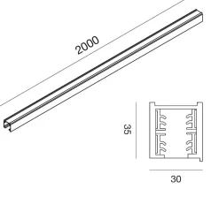 Illuminazione A Binario-Gea Luce Binario trifase 2 mt nero