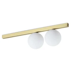 Plafoniere Moderne-Ideal Lux Binomio pl2 elegante plafoniera ottone due luci vetro bianco