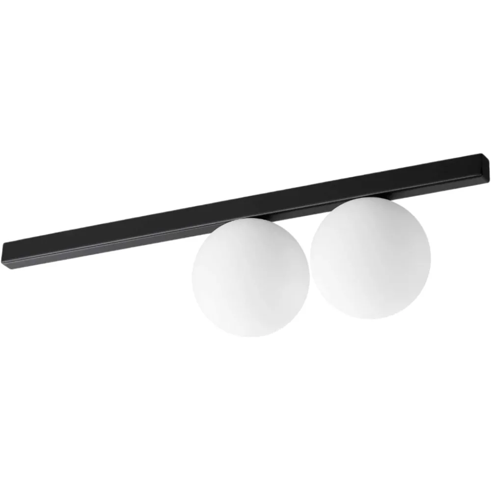 Plafoniere Moderne-Ideal Lux Binomio pl2 plafoniera nera sfere vetro