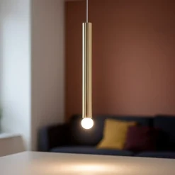 Lampade A Sospensione-Linea Light Birba lampada a sospensione cilindro oro lucido e27