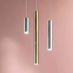 Lampade A Sospensione-Linea Light Birba lampada a sospensione cilindro oro h60 cm gu10