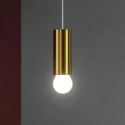 Lampade A Sospensione-Linea Light Birba lampada a sospensione cilindro oro e27