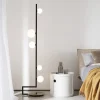 Lampade Da Terra-Ideal Lux Birds tl1 lampada da terra nera oro sfere vetro bianco