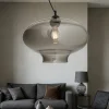 Lampadari Moderni-Ideal Lux Bistro' sp1 round lampadario vintage vetro grigio fumo