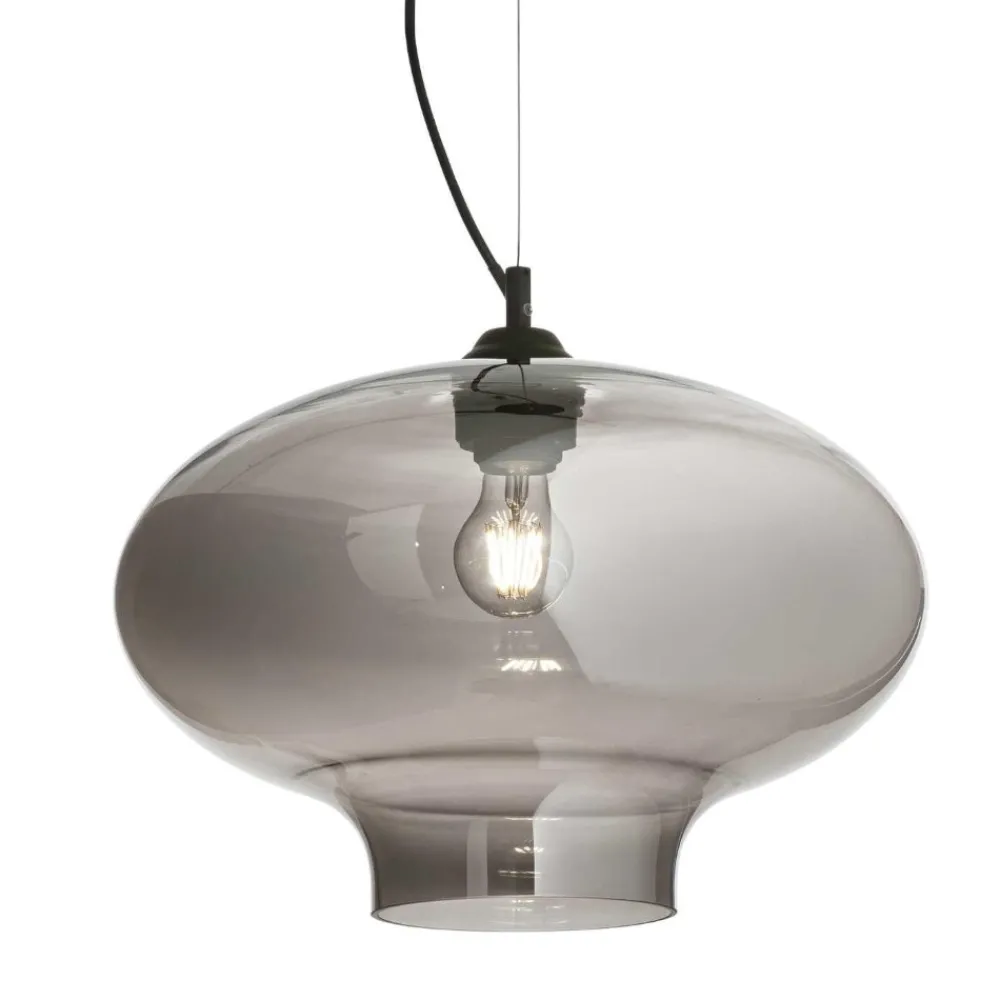 Lampadari Moderni-Ideal Lux Bistro' sp1 round lampadario vintage vetro grigio fumo
