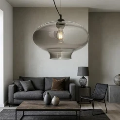 Lampadari Moderni-Ideal Lux Bistro' sp1 round lampadario vintage vetro grigio fumo
