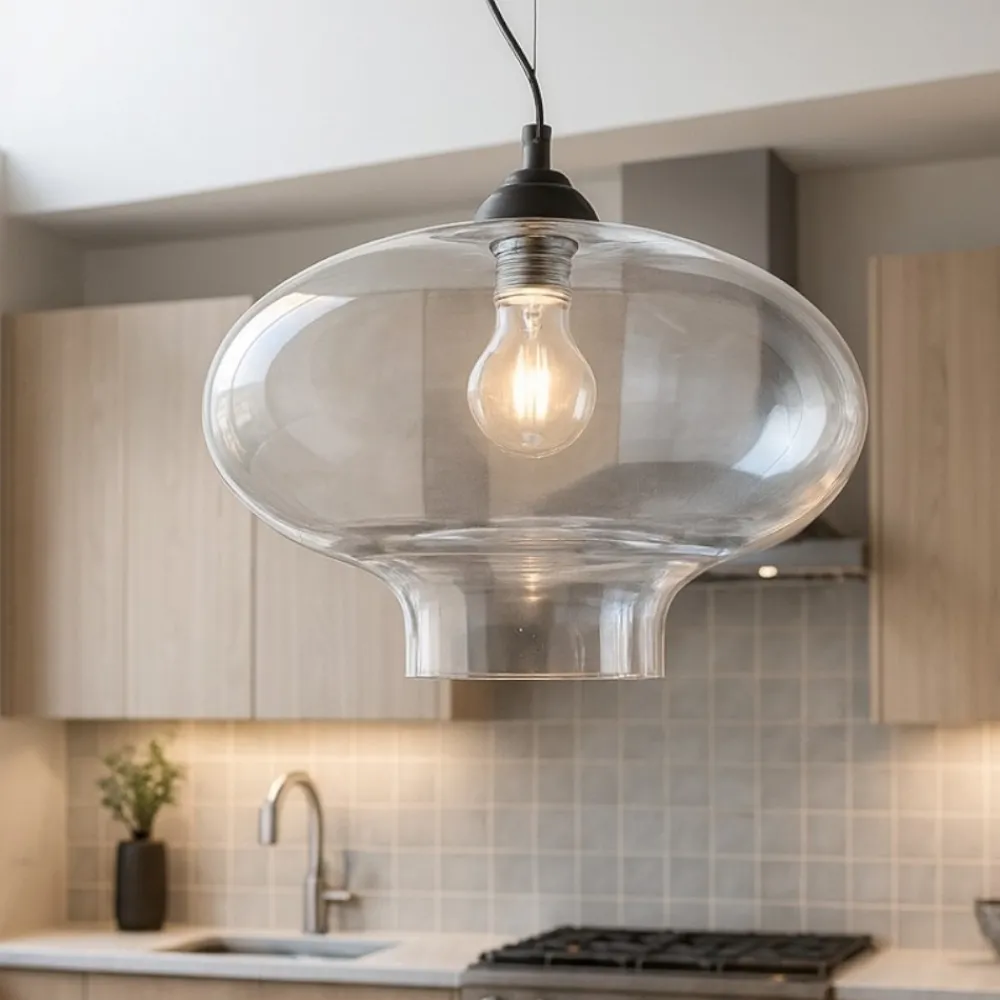 Lampadari Cucina-Ideal Lux Bistro' sp1 round lampadario da cucina vetro trasparente