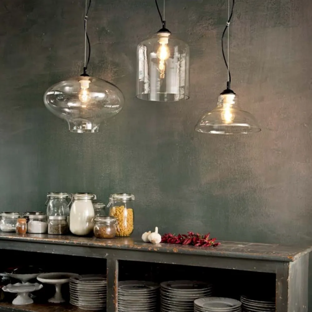 Lampadari Cucina-Ideal Lux Bistro' sp1 round lampadario da cucina vetro trasparente