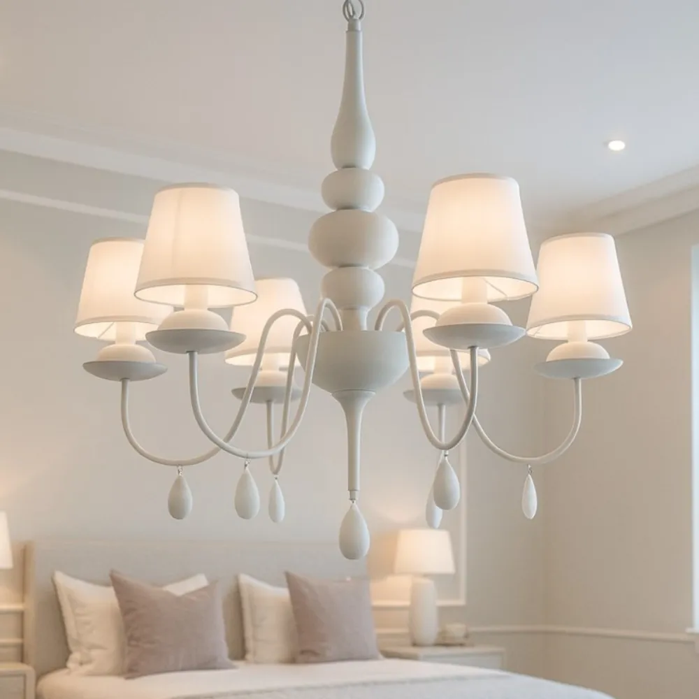 Lampadario Camera Da Letto-Ideal Lux Blanche sp6 lampadario per camera da letto bianco 6 luci shabby chic