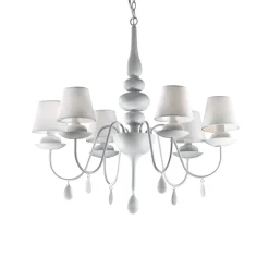Lampadario Camera Da Letto-Ideal Lux Blanche sp6 lampadario per camera da letto bianco 6 luci shabby chic