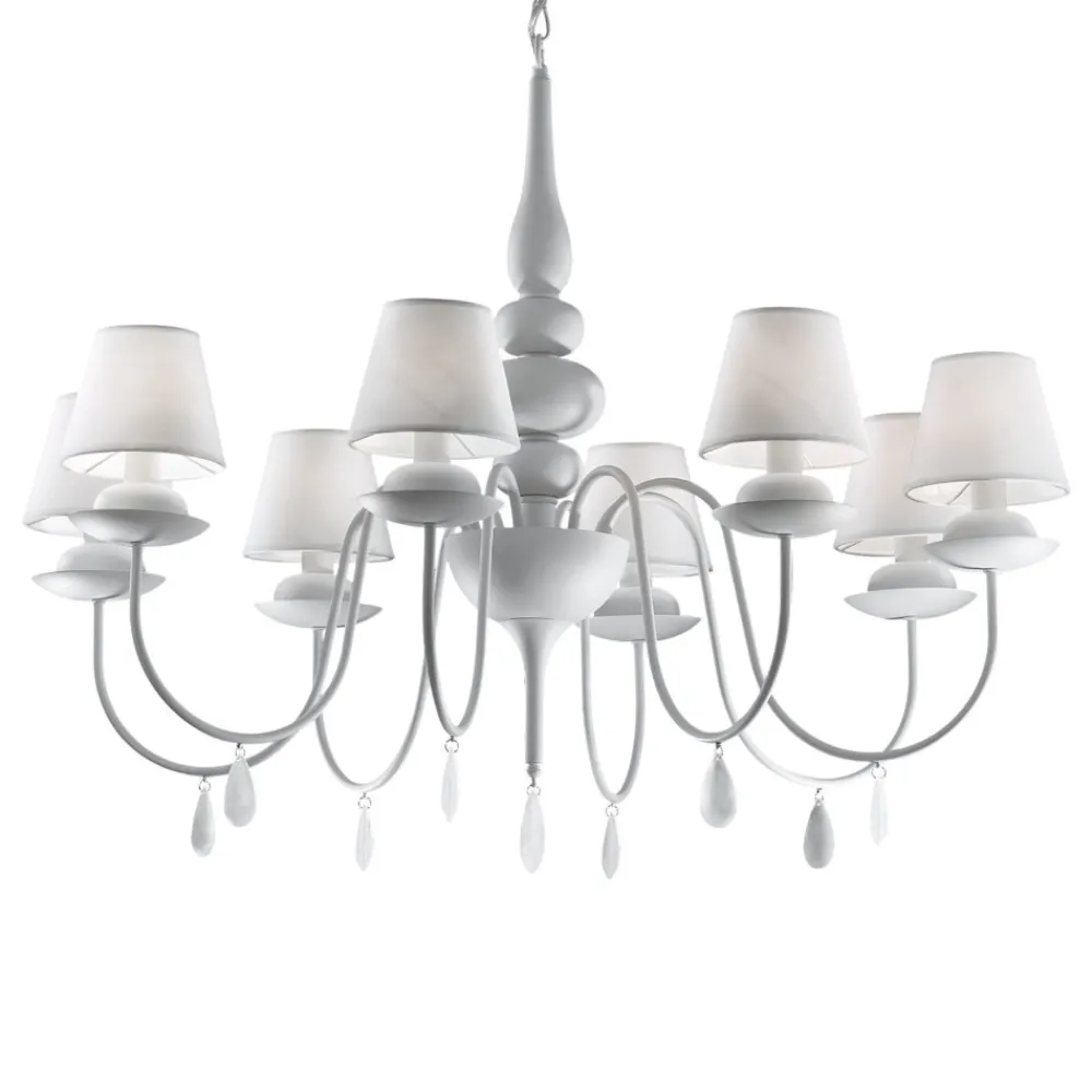 Lampadari Moderni-Ideal Lux Blanche sp8 lampadario bianco 8 luci goccia