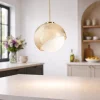 Lampade A Sospensione-Ideal Lux Bloom lampada a sospensione vetro rigato ottone
