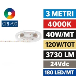 Strisce Led-Ideal Lux Bobina 3mt strip led 40w-mt 4000k cri90 24v