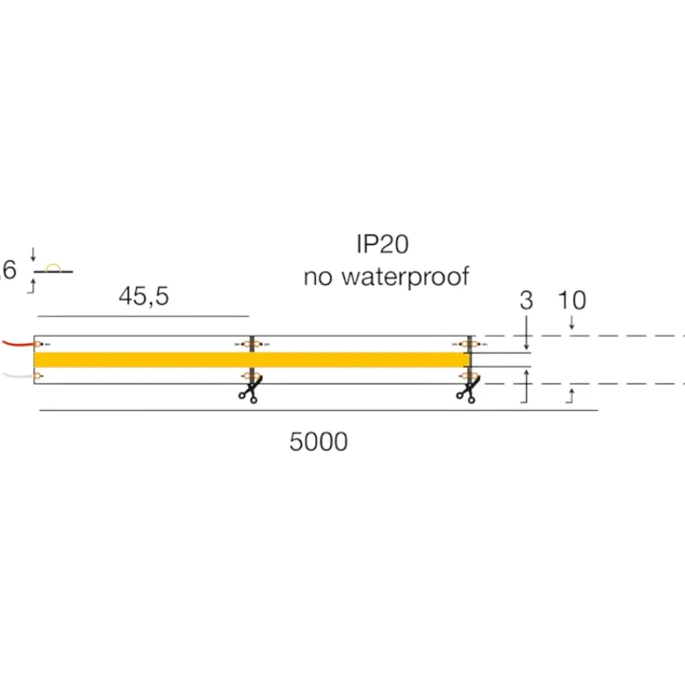 Strisce Led-Gea Luce Bobina 5 mt striscia led cob 24v dc 3000k 15w-mt