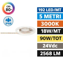 Strisce Led-Gea Luce Bobina 5mt striscia led per esterno 18w-mt 3000k 24v dc ip66