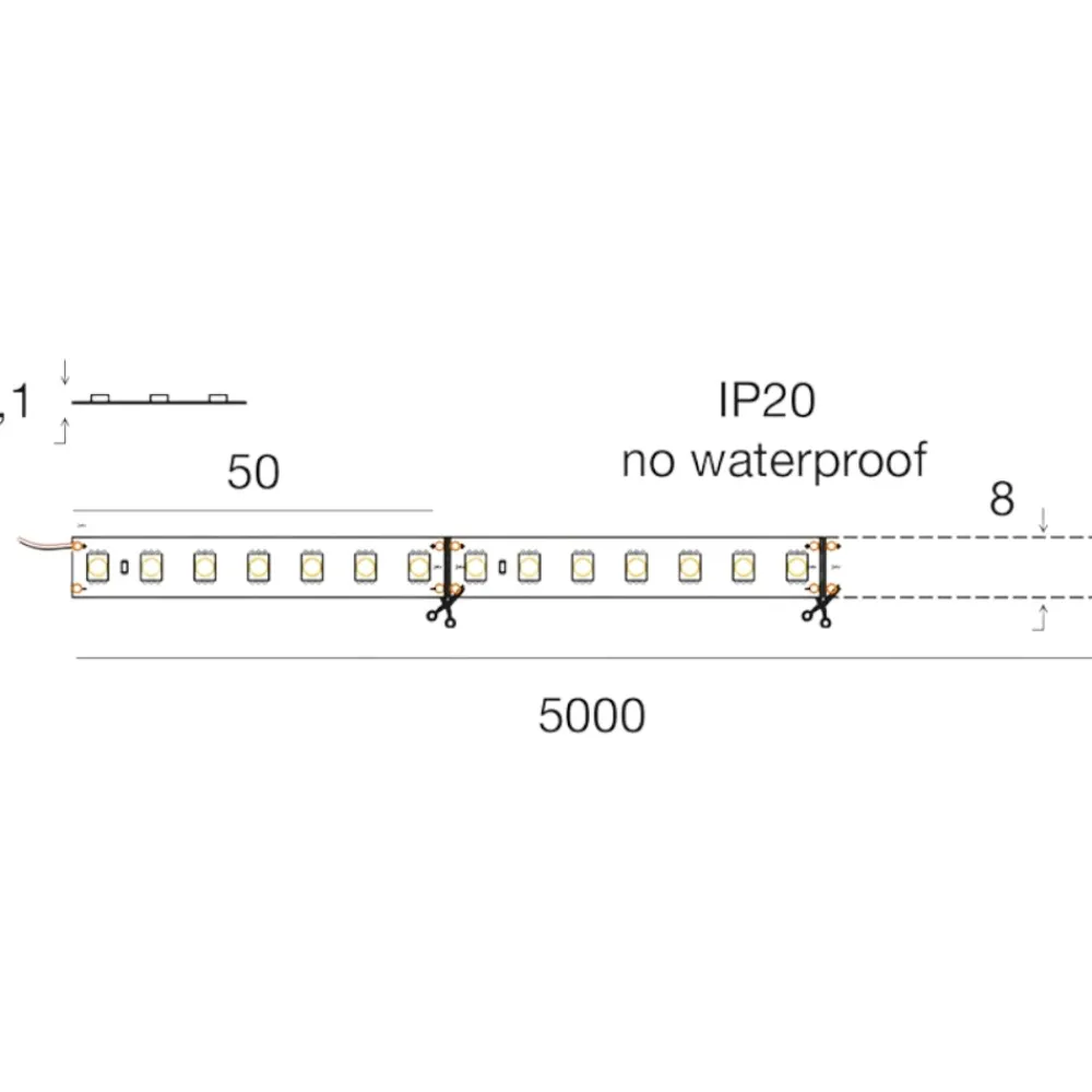 Strisce Led-Gea Luce Bobina 5mt striscia led 9,6w-mt 3000k 24vdc