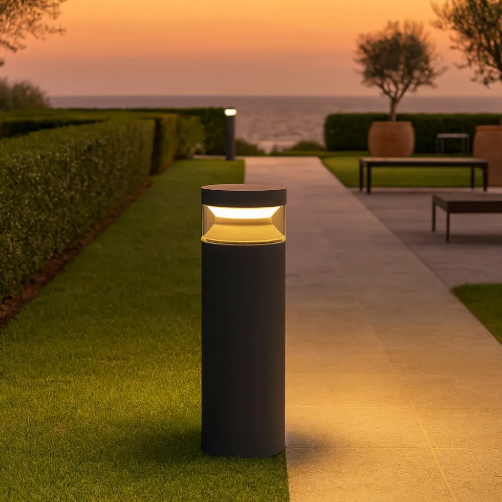 Lampioni Da Giardino-Ideal Lux Boeing pt h040 lampione basso antracite ip65 led