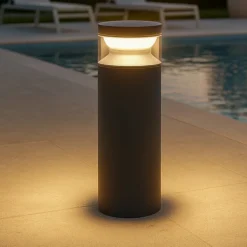 Lampioni Da Giardino-Ideal Lux Boeing pt h040 lampione da giardino nero led 14w 3000k