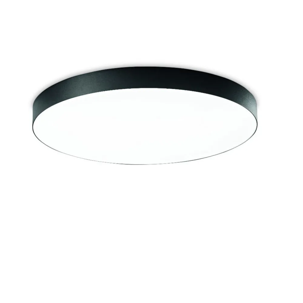 Plafoniere Moderne-Ondaluce Boiler plafoniera rotonda led cct 3000k+4000k nera 80cm