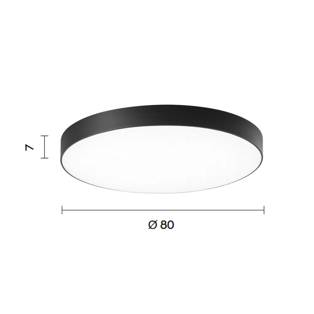 Plafoniere Moderne-Ondaluce Boiler plafoniera rotonda led cct 3000k+4000k nera 80cm