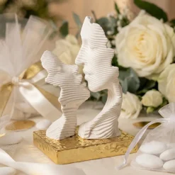 Soprammobili Moderni-Bongelli Preziosi Bomboniera bacio stilizzato oro design moderna