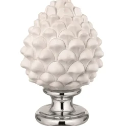 Soprammobili Moderni-Bongelli Preziosi Bomboniera pigna ceramica bianca argento