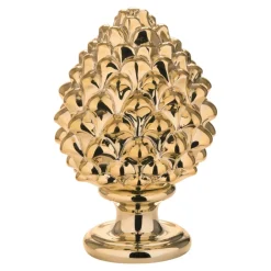 Soprammobili Moderni-Bongelli Preziosi Bomboniera pigna da tavolo oro ceramica