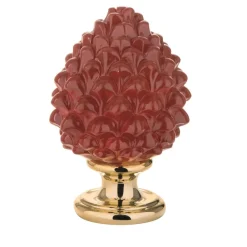 Soprammobili Moderni-Bongelli Preziosi Bomboniera pigna di ceramica rossa oro