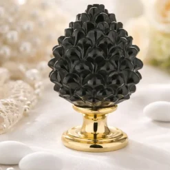 Soprammobili Moderni-Bongelli Preziosi Bomboniera pigna siciliana nera oro ceramica