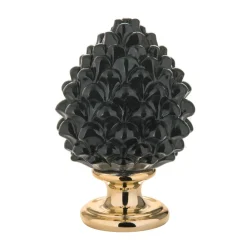 Soprammobili Moderni-Bongelli Preziosi Bomboniera pigna siciliana nera oro ceramica