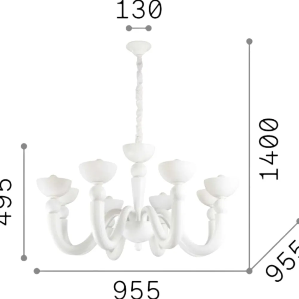 Lampadari Moderni-Ideal Lux Bon bon sp8 lampadario bianco