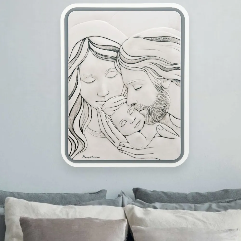 Capezzali-Bongelli Preziosi capezzale sacra famiglia grigio 30x38 con contrasto