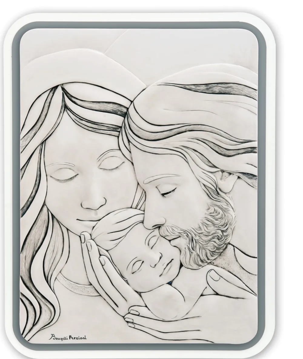 Capezzali-Bongelli Preziosi capezzale sacra famiglia grigio 30x38 con contrasto