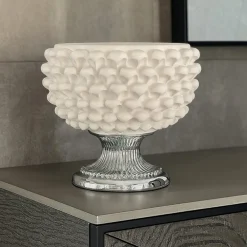 Soprammobili Moderni-Bongelli Preziosi centro tavola pigna 25cm bianco argento