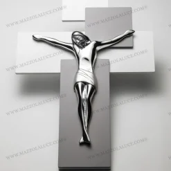 Crocifissi Da Parete-Bongelli Preziosi crocifisso da parete 17x12 grigio cristo argento