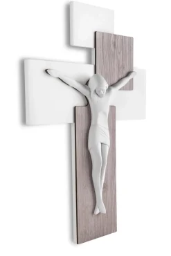 Crocifissi Da Parete-Bongelli Preziosi crocifisso da parete 27x19 moderno rovere bianco