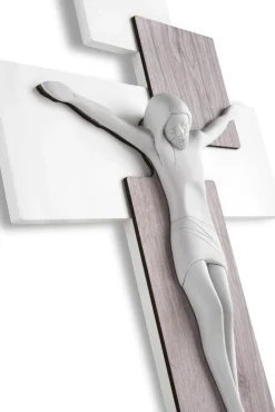 Crocifissi Da Parete-Bongelli Preziosi crocifisso da parete 27x19 moderno rovere bianco