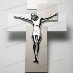 Crocifissi Da Parete-Bongelli Preziosi crocifisso da parete 17x12 moderno nocciola argentato