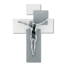 Crocifissi Da Parete-Bongelli Preziosi crocifisso da parete 60x40 moderno argentato grigio