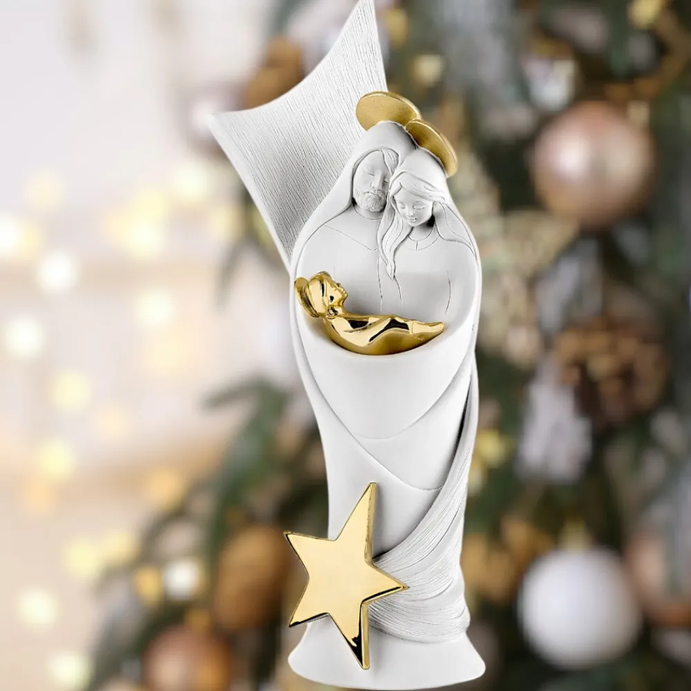 Presepi Di Natale-Bongelli Preziosi presepe di natale h16 natività bianco oro
