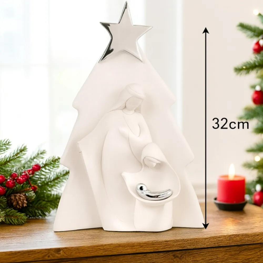 Presepi Di Natale-Bongelli Preziosi presepe h32 natività di natale bianco moderno