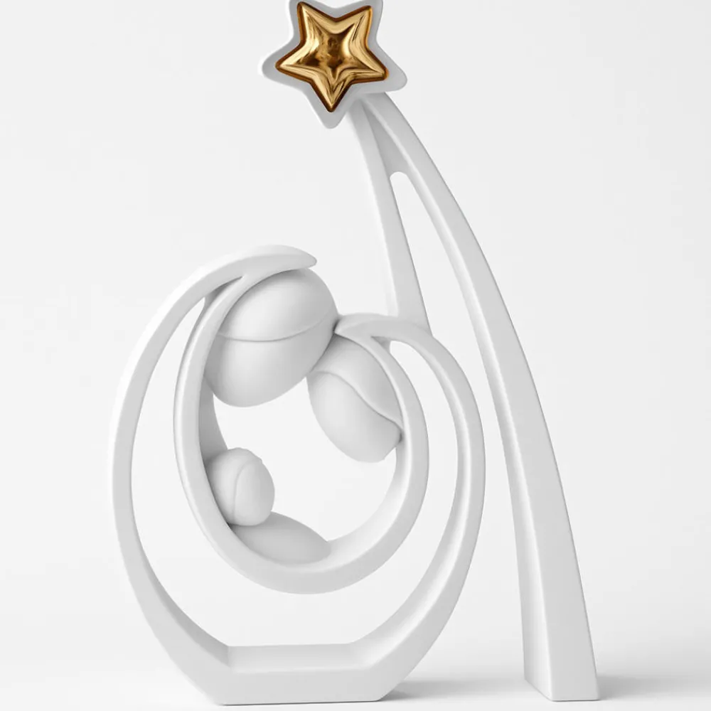 Presepi Di Natale-Bongelli Preziosi presepe stilizzato moderno gesso bianco stella dorata