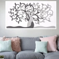 Quadri Moderni-Bongelli Preziosi quadro albero della vita 80x43 grigio per soggiorno moderno