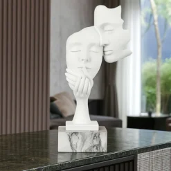 Soprammobili Moderni-Bongelli Preziosi scultura coppia face h28 base marmo bianco