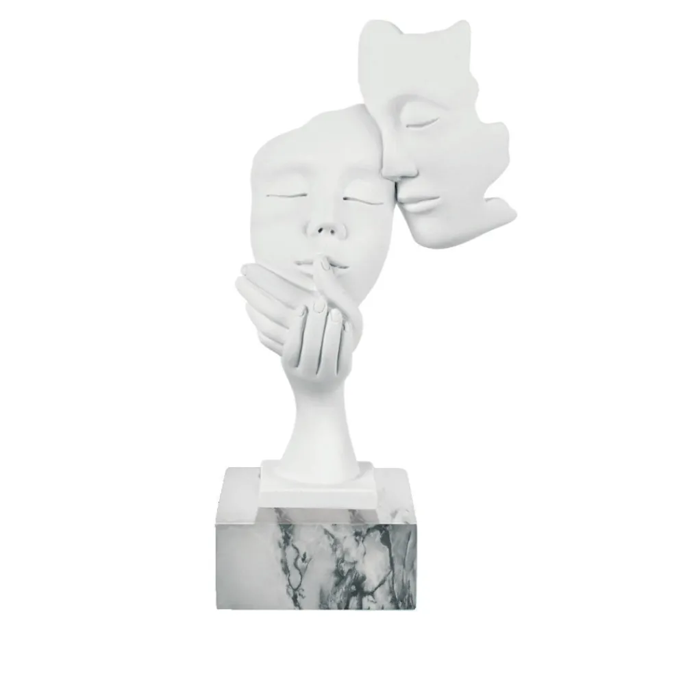 Soprammobili Moderni-Bongelli Preziosi scultura coppia face h28 base marmo bianco
