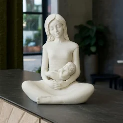 Soprammobili Moderni-Bongelli Preziosi scultura da tavolo maternita seduta bimbo h18 bianca