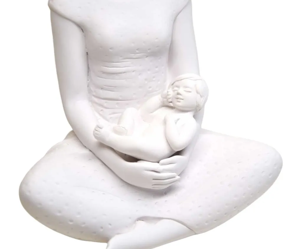 Soprammobili Moderni-Bongelli Preziosi scultura da tavolo maternita seduta bimbo h18 bianca