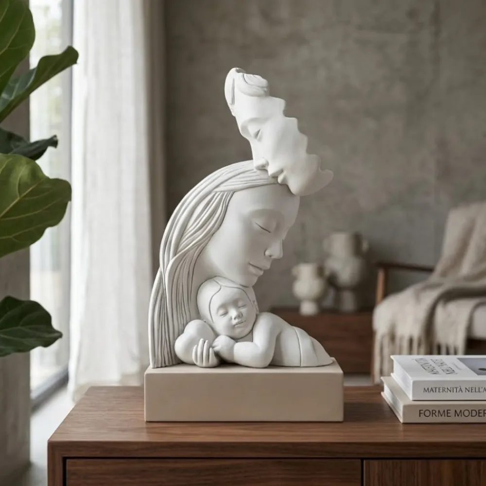 Soprammobili Moderni-Bongelli Preziosi scultura da tavolo famiglia unita base nocciola
